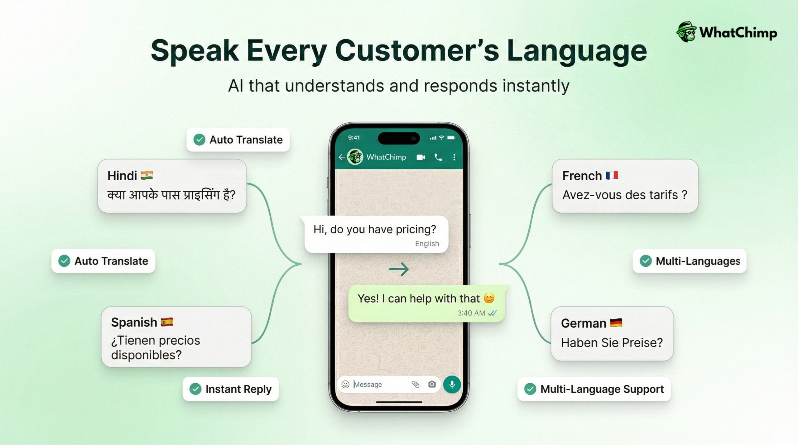 whatsapp chatbots speaks different languages