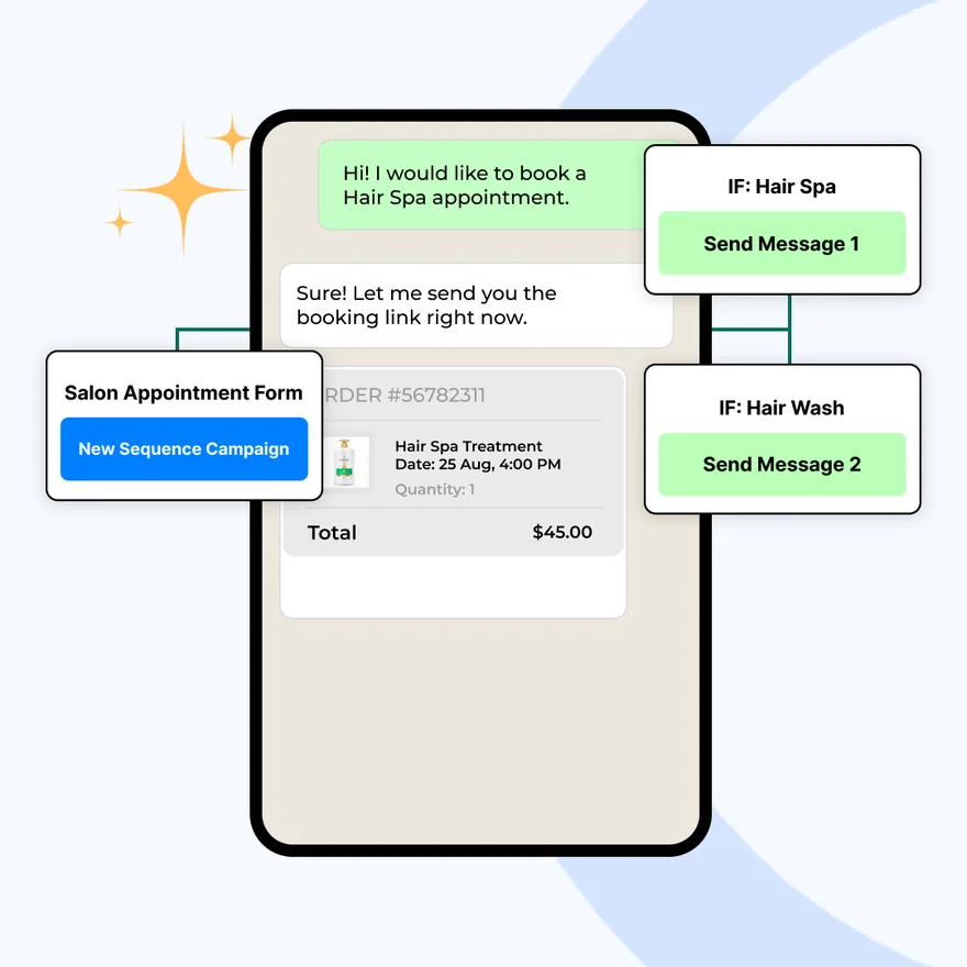 A conversation branching by what the customer asked for