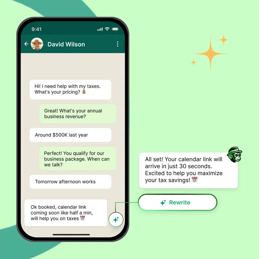 A drafted reply rewritten by AI before it is sent